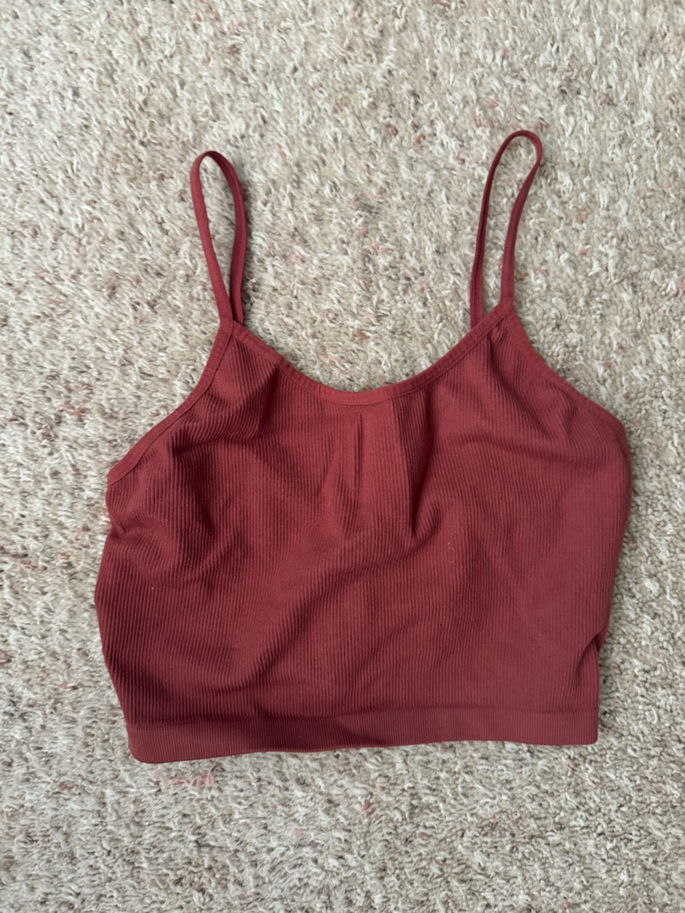 Maroon Ribbed Athletic Tank Top